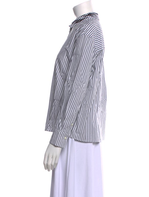 Brunello Cucinelli Striped Long Sleeve Button-Up Top