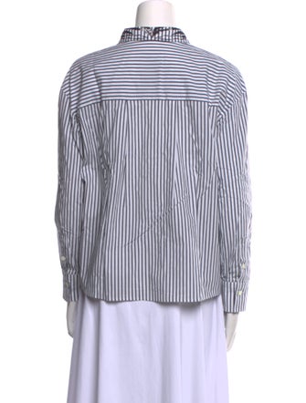 Brunello Cucinelli Striped Long Sleeve Button-Up Top