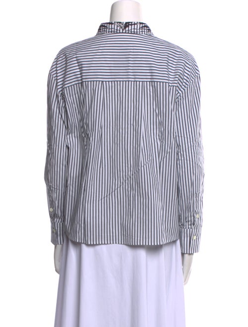 Brunello Cucinelli Striped Long Sleeve Button-Up Top