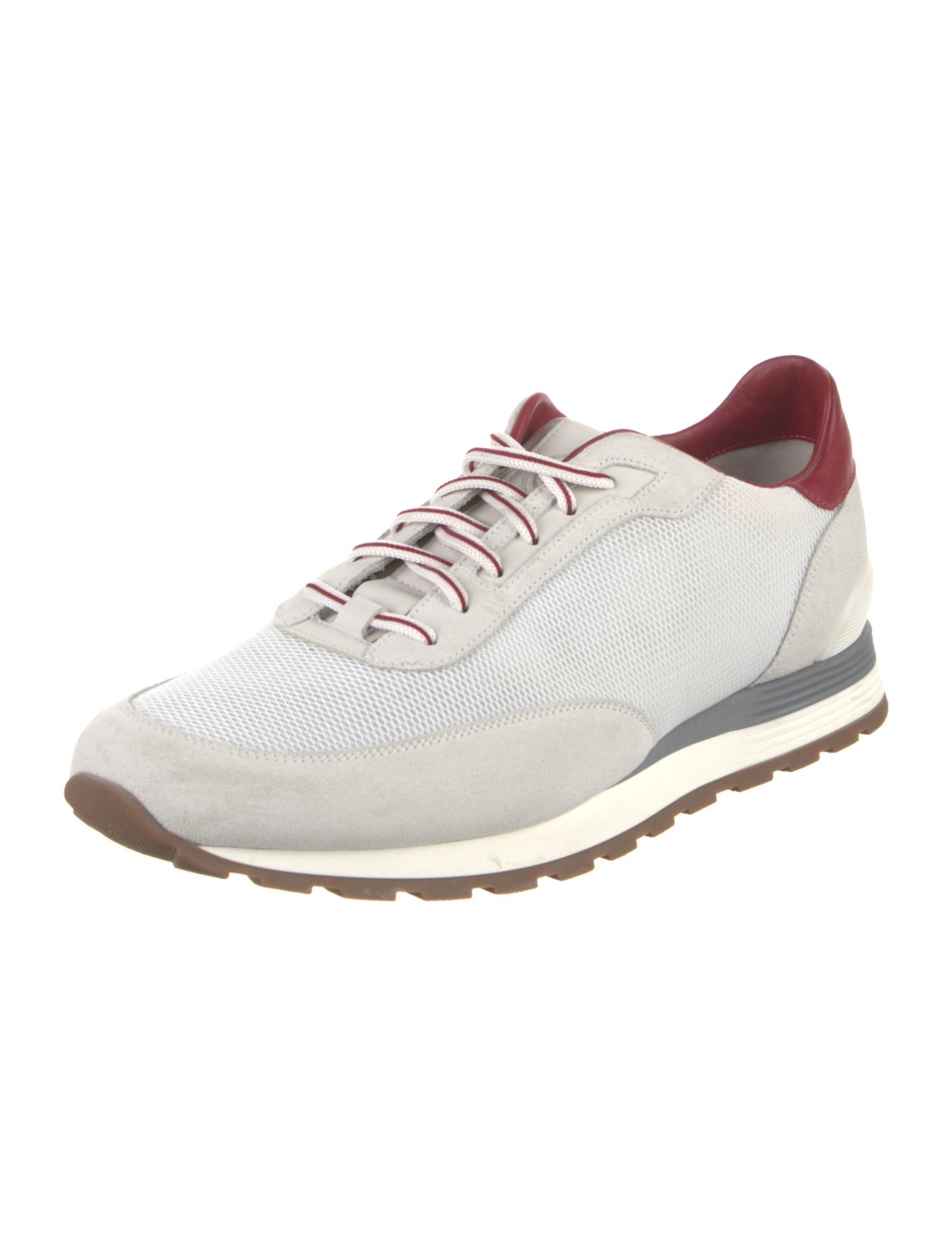 Brunello Cucinelli Mesh Leather Trim Embellishment Sneakers