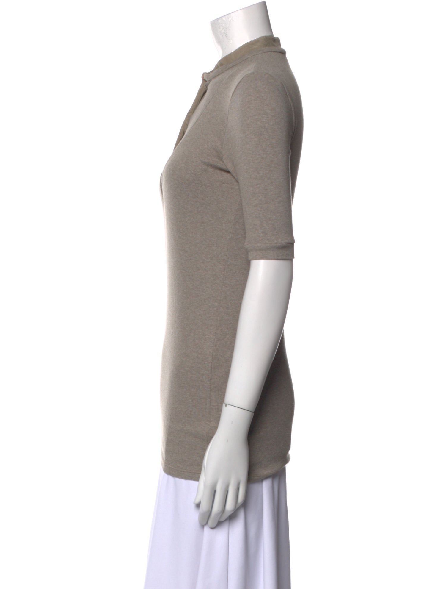 Brunello Cucinelli Mock Neck Short Sleeve Polo