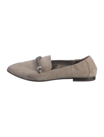 Brunello Cucinelli Suede Beaded Accents Loafers