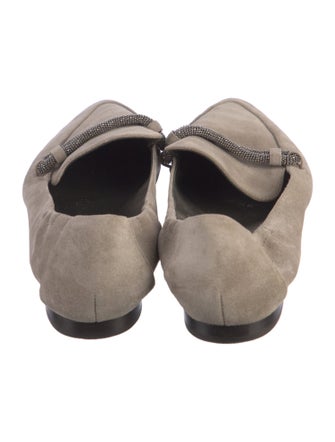 Brunello Cucinelli Suede Beaded Accents Loafers