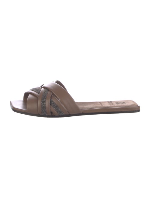 Brunello Cucinelli Monili Leather Slides