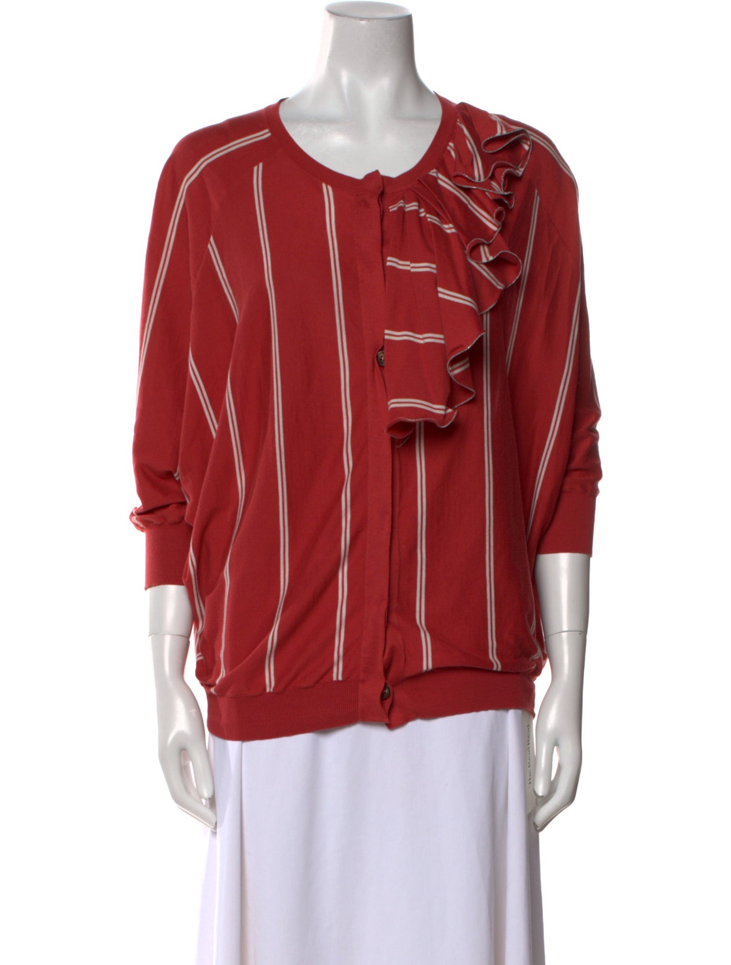 Brunello Cucinelli Striped Scoop Neck Blouse