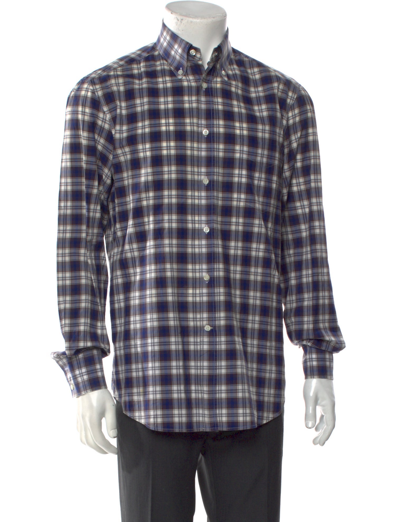 Brunello Cucinelli Plaid Print Long Sleeve Shirt