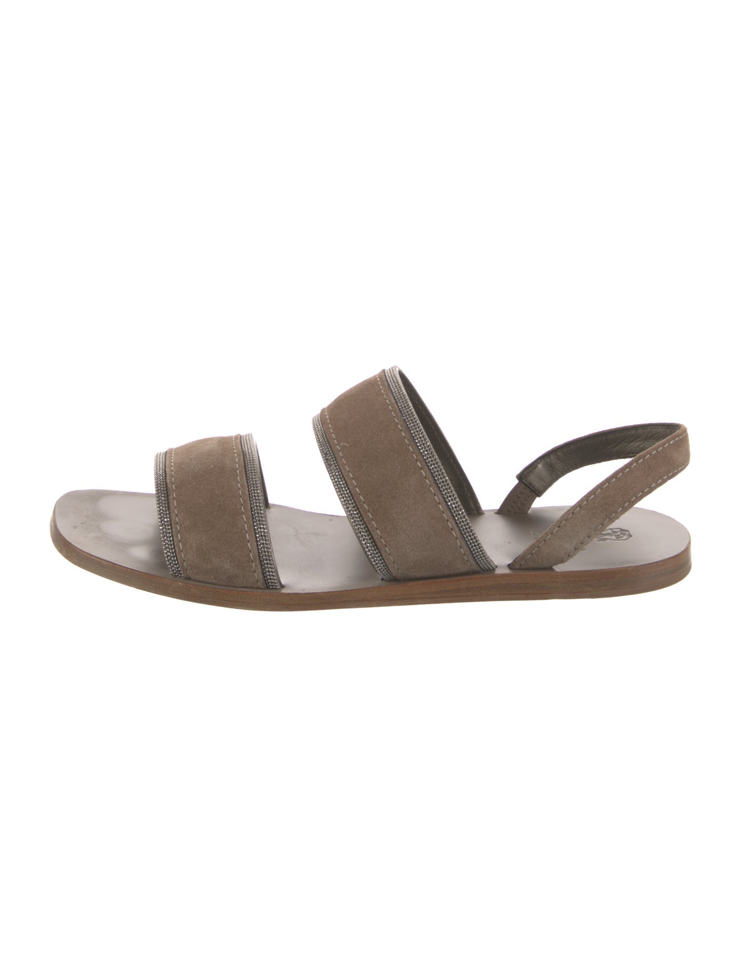 Brunello Cucinelli Monili Suede Slingback Sandals