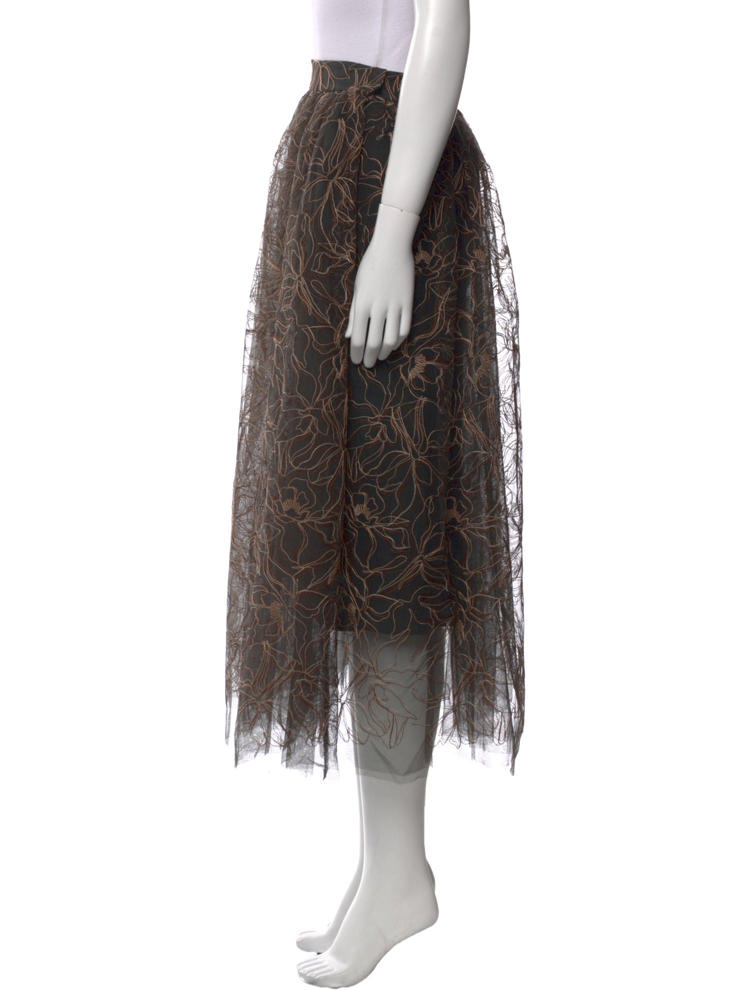 Brunello Cucinelli Floral Print Midi Length Skirt w/ Tags