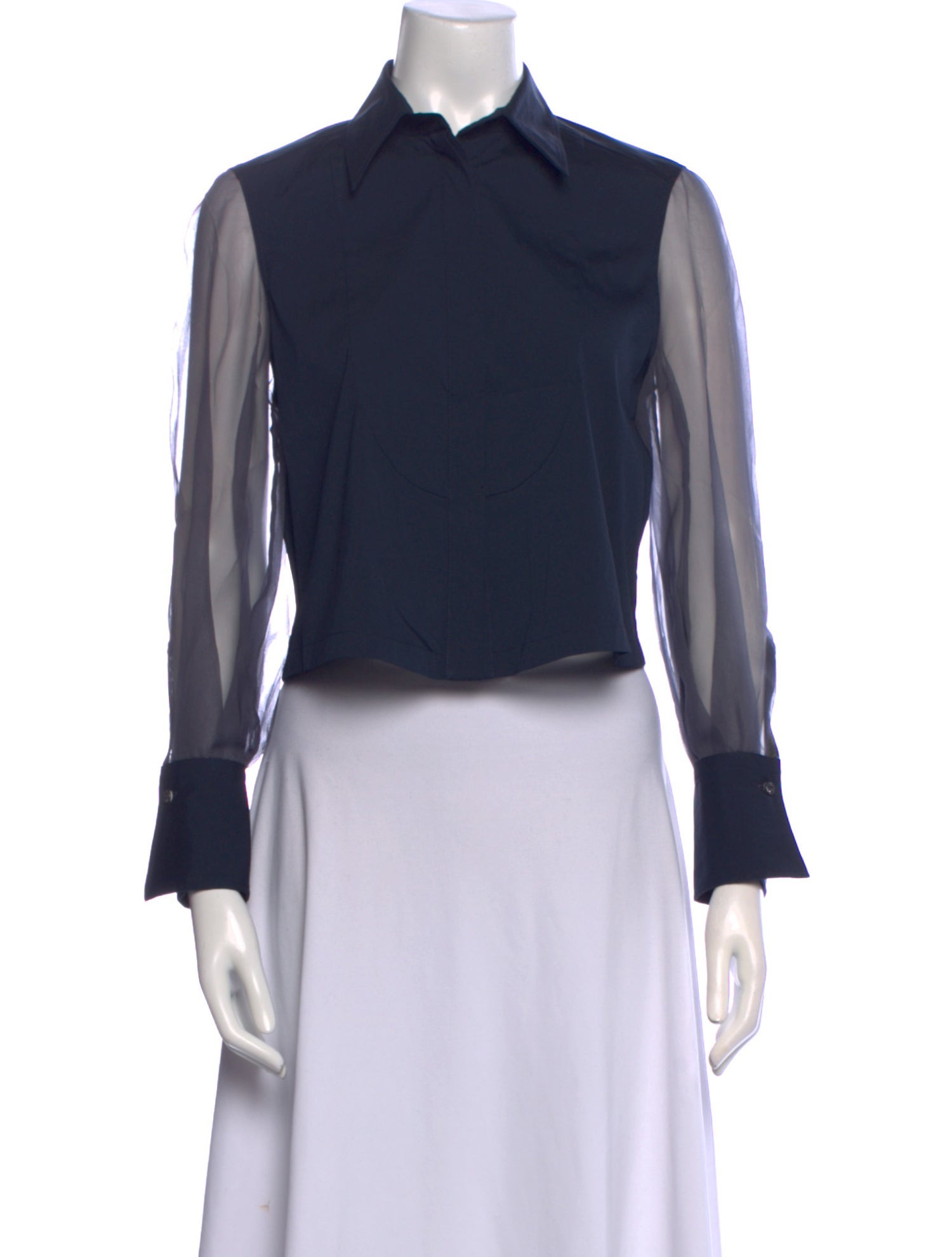 Brunello Cucinelli Silk Long Sleeve Crop Top