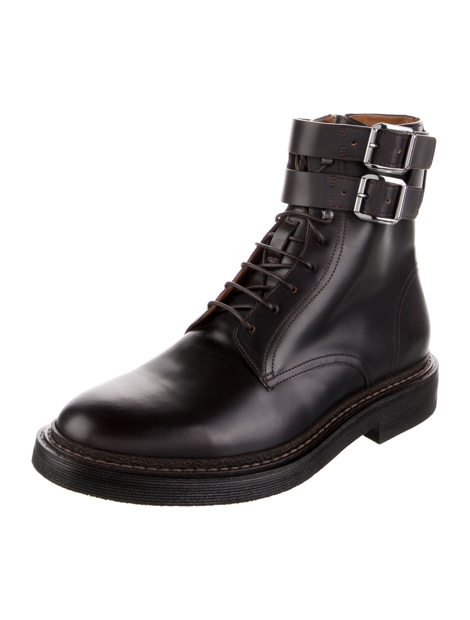 Brunello Cucinelli Leather Combat Boots