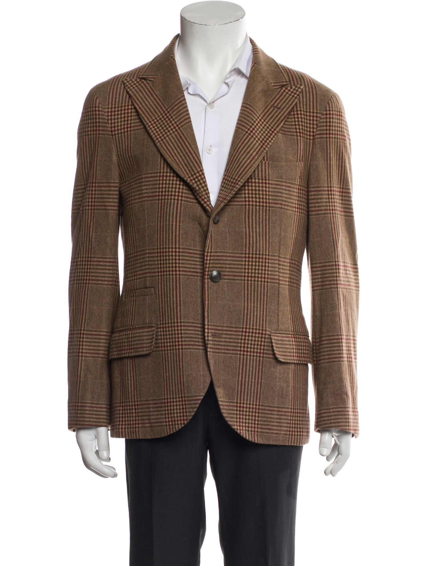 Brunello Cucinelli Wool Plaid Print Blazer