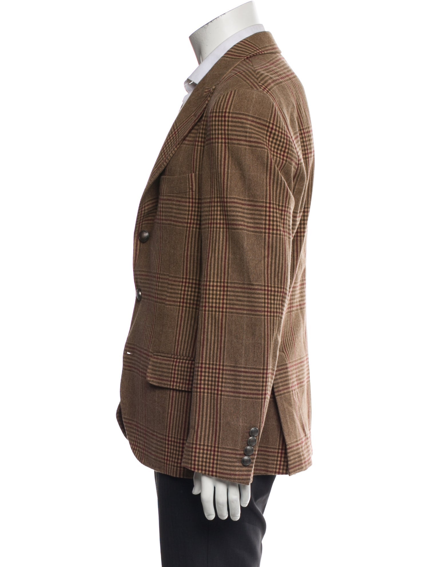 Brunello Cucinelli Wool Plaid Print Blazer