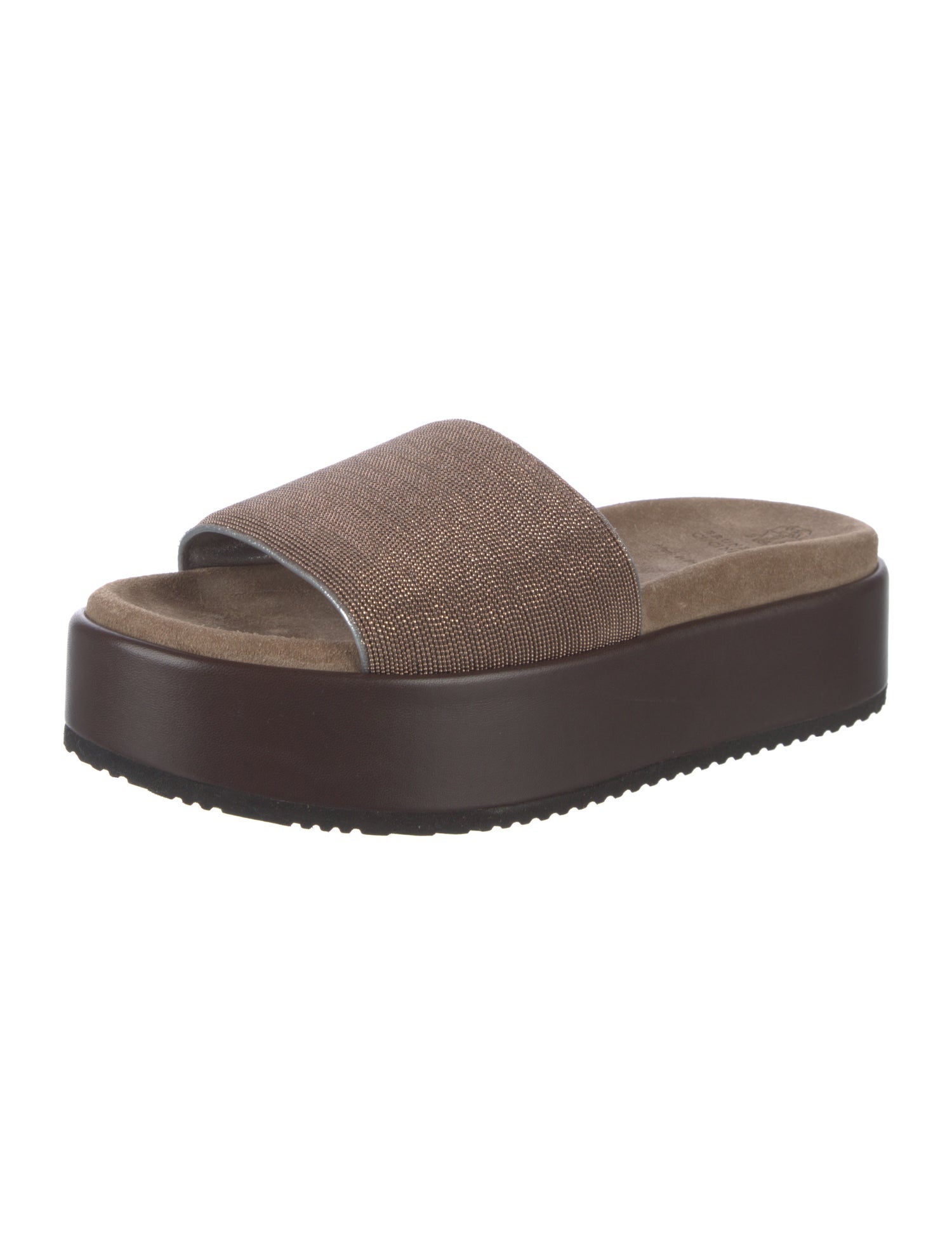 Brunello Cucinelli Monili Leather Slides
