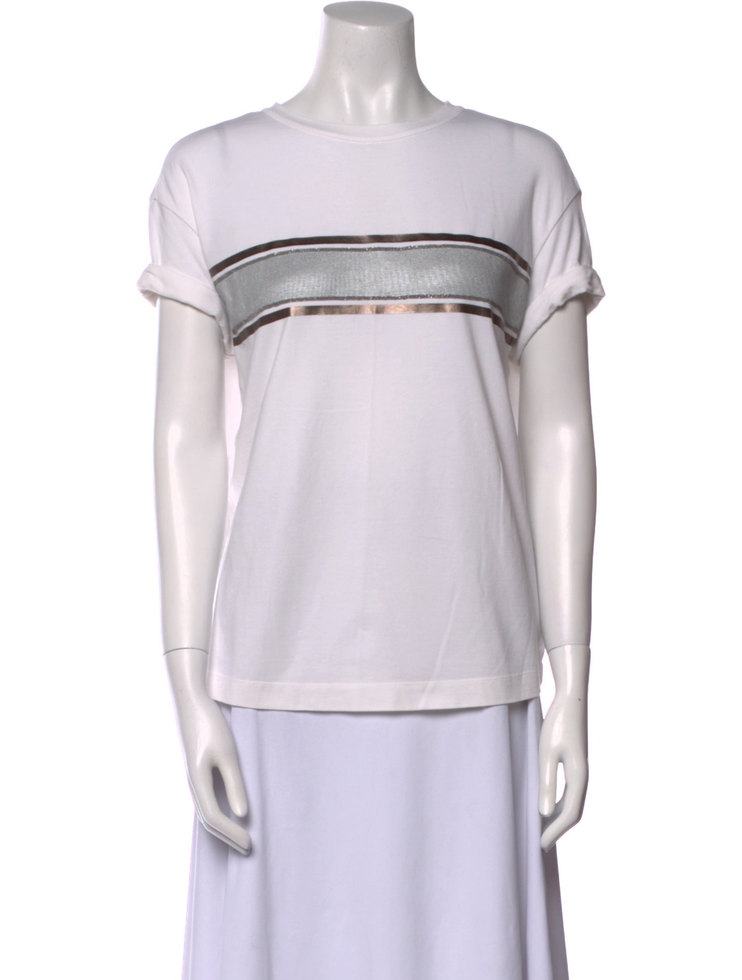 Brunello Cucinelli Graphic Print Bateau Neckline T-Shirt