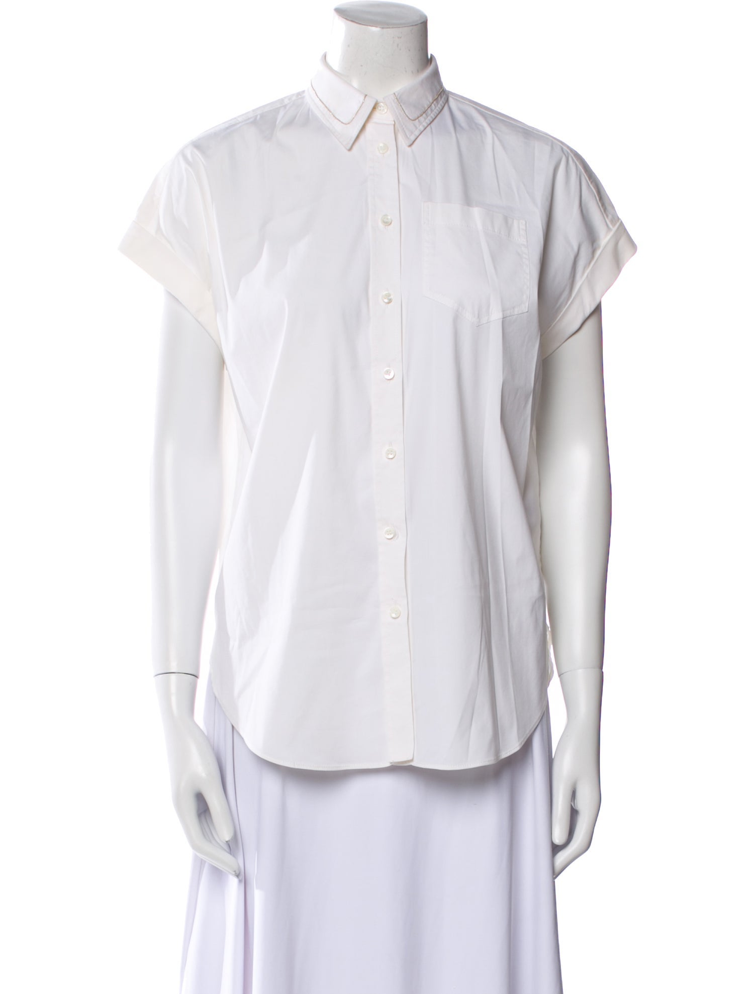 Brunello Cucinelli Short Sleeve Button-Up Top