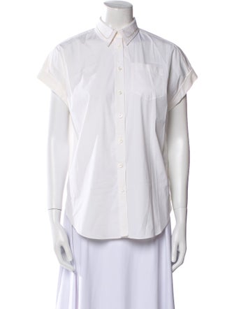 Brunello Cucinelli Short Sleeve Button-Up Top