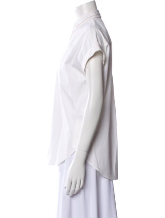 Brunello Cucinelli Short Sleeve Button-Up Top