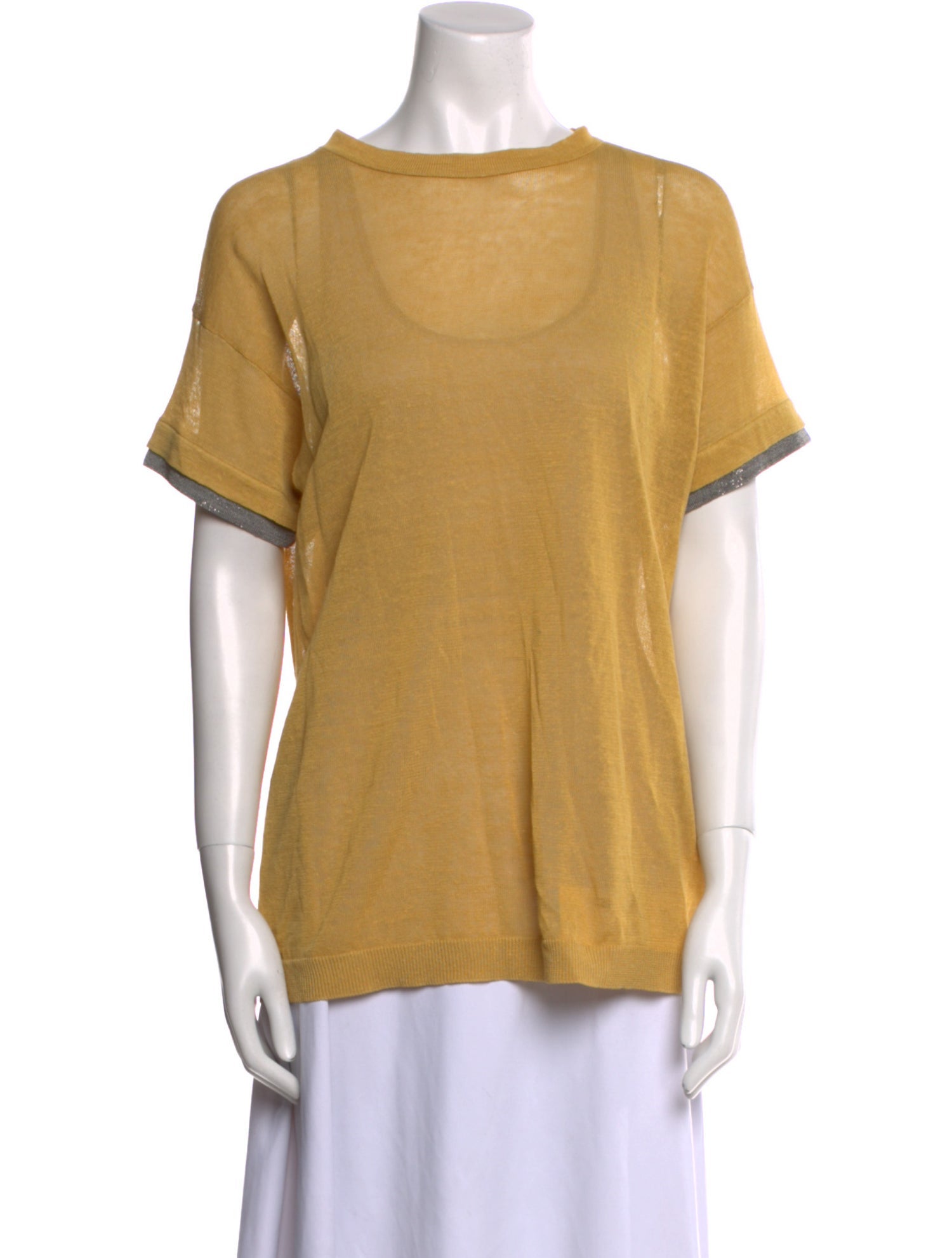 Brunello Cucinelli Linen Bateau Neckline T-Shirt