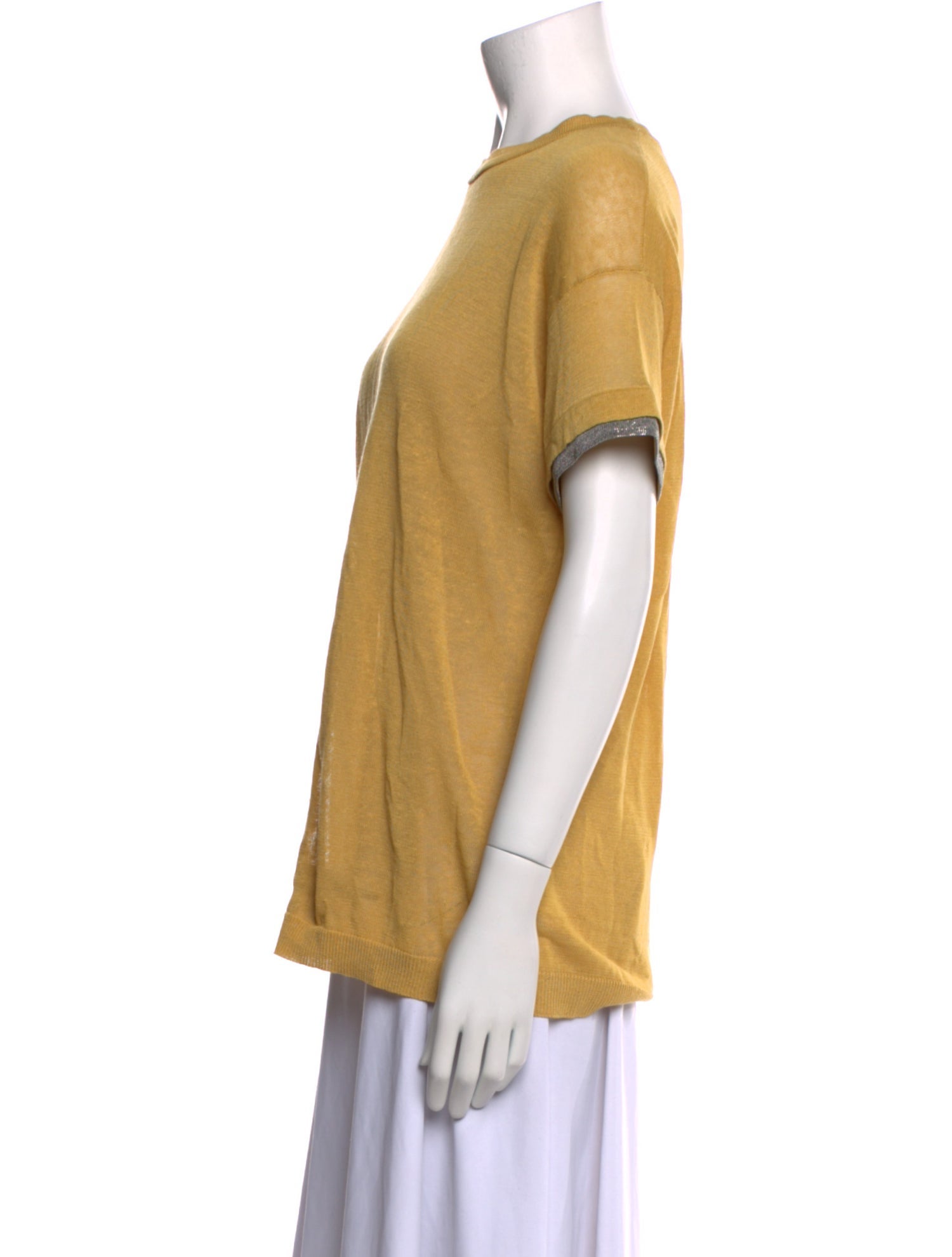 Brunello Cucinelli Linen Bateau Neckline T-Shirt