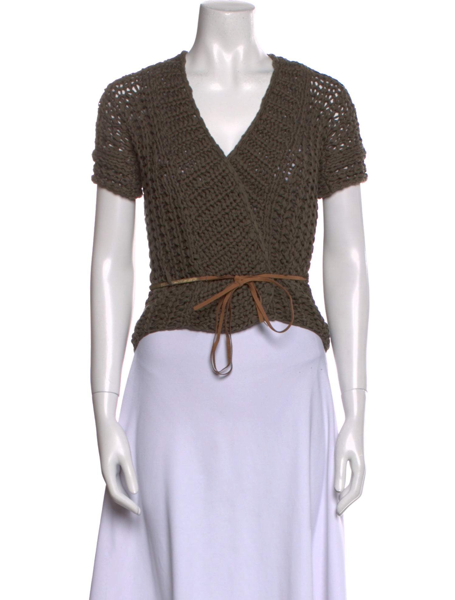 Brunello Cucinelli V-Neck Short Sleeve Crop Top