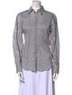 Brunello Cucinelli Striped Long Sleeve Button-Up Top