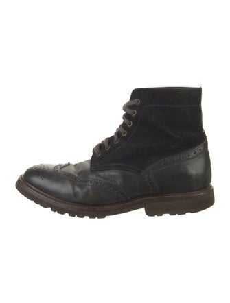 Brunello Cucinelli Leather Lace-Up Boots