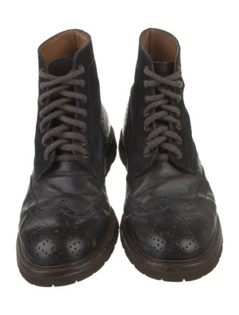 Brunello Cucinelli Leather Lace-Up Boots