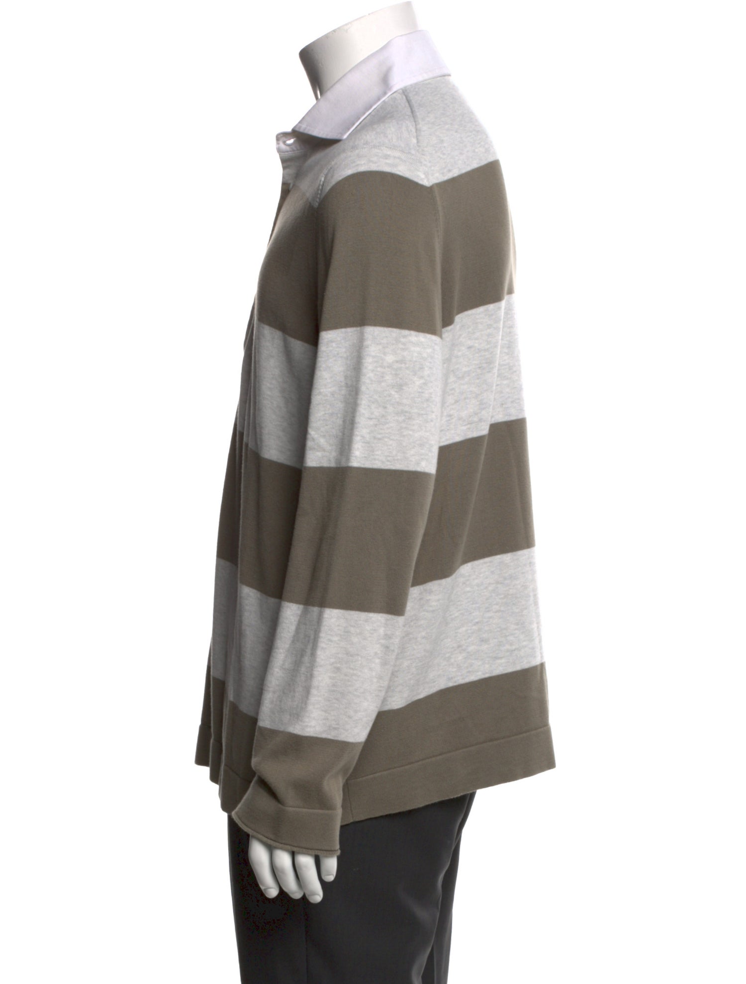 Brunello Cucinelli Striped Collar Polo Shirt