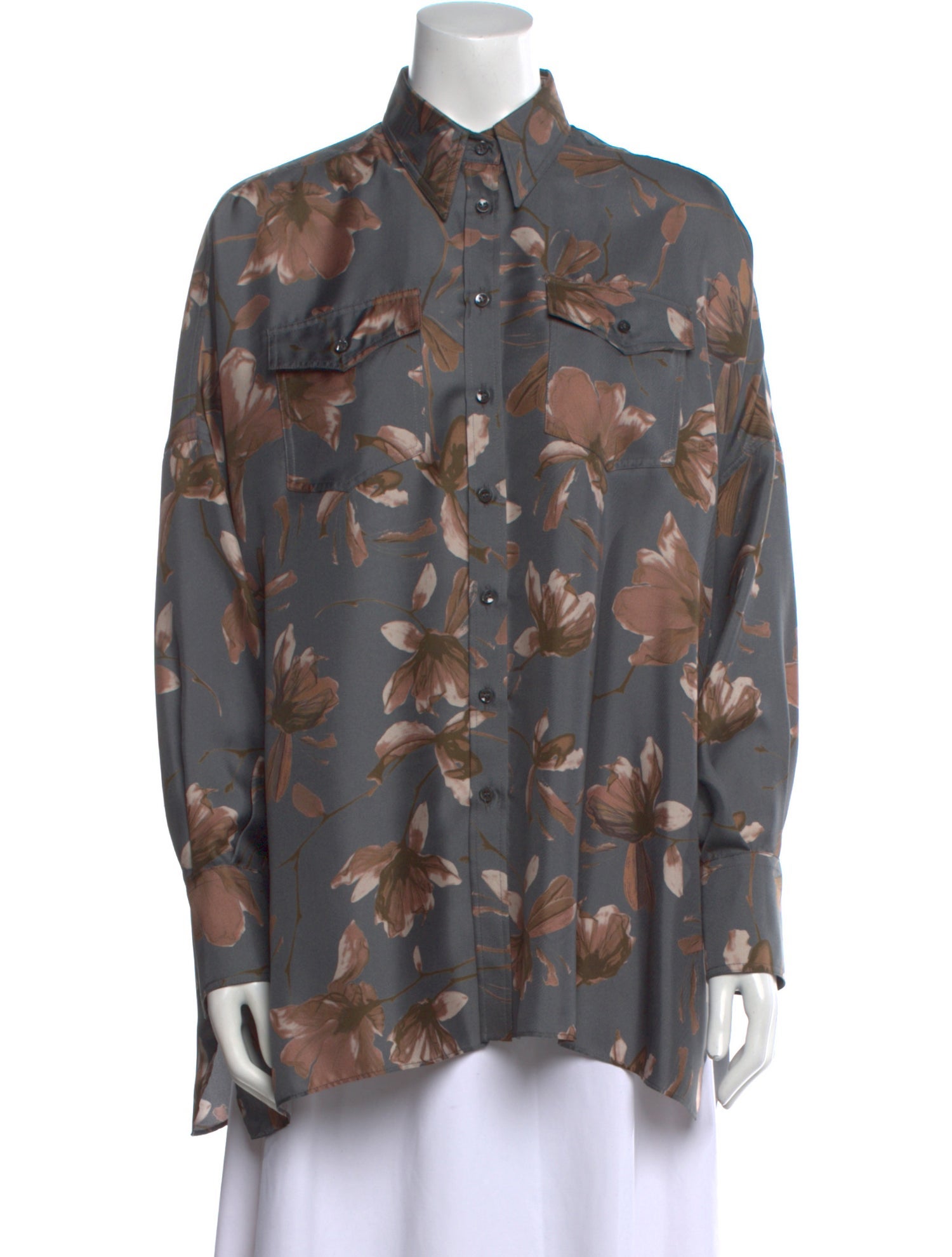 Brunello Cucinelli Silk Floral Print Blouse
