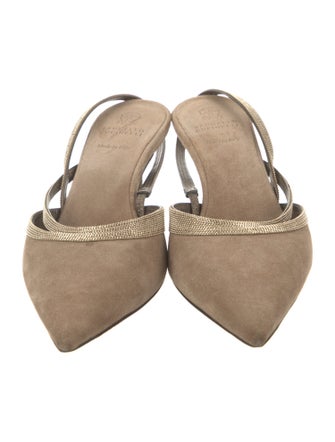 Brunello Cucinelli Monili Suede Slingback Pumps