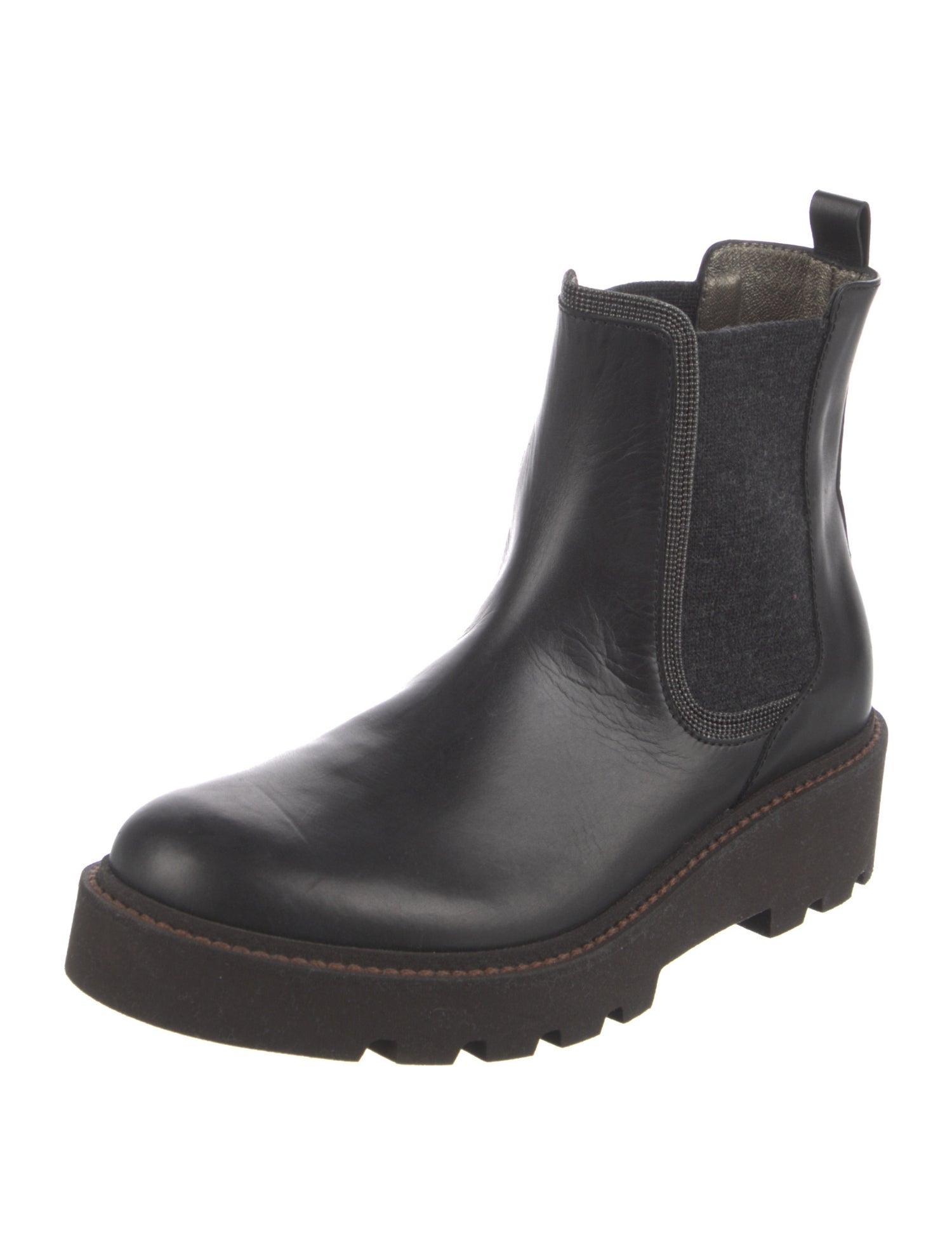Brunello Cucinelli Monili Leather Chelsea Boots