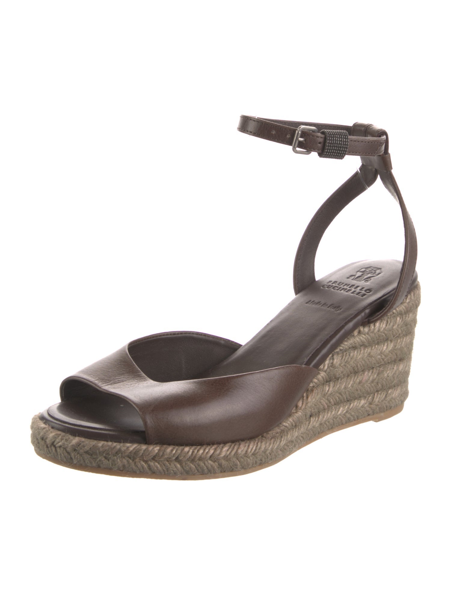 Brunello Cucinelli Monili Leather Espadrilles