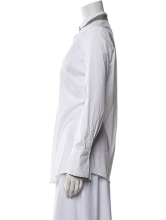 Brunello Cucinelli Long Sleeve Button-Up Top