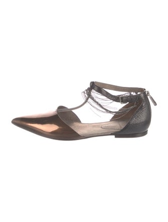 Brunello Cucinelli Monili Leather D'Orsay Flats