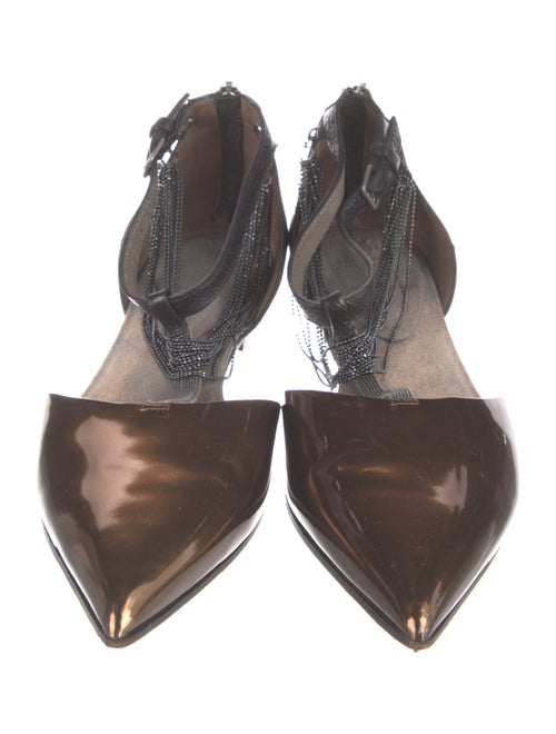 Brunello Cucinelli Monili Leather D'Orsay Flats