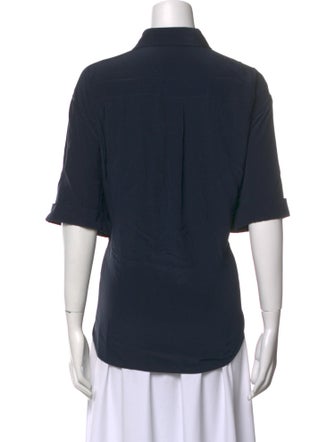 Brunello Cucinelli Silk Three-Quarter Sleeve Button-Up Top