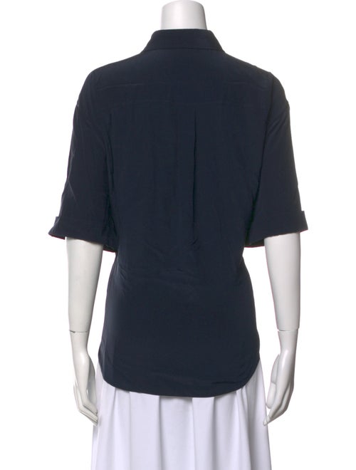 Brunello Cucinelli Silk Three-Quarter Sleeve Button-Up Top