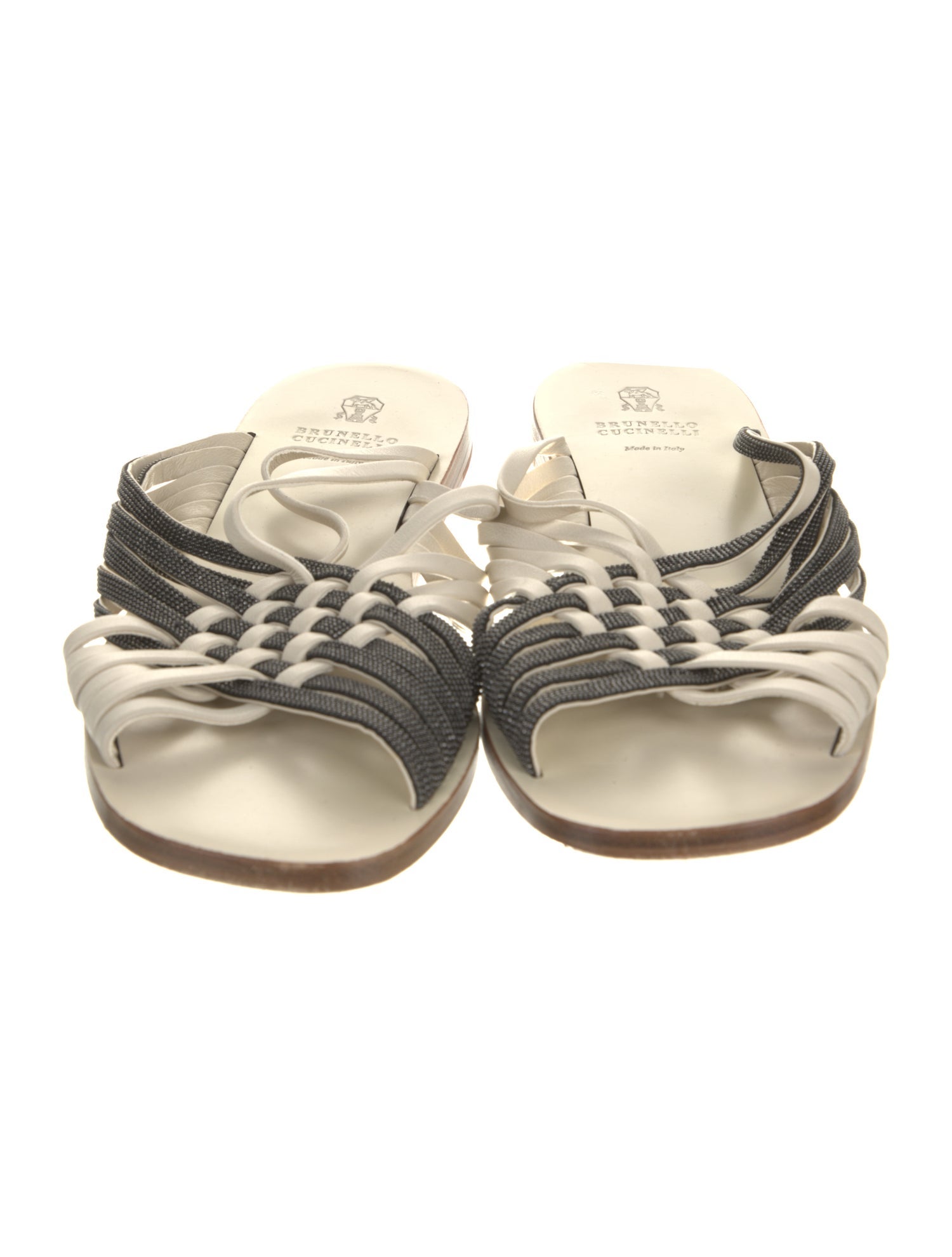Brunello Cucinelli Monili Leather Slides