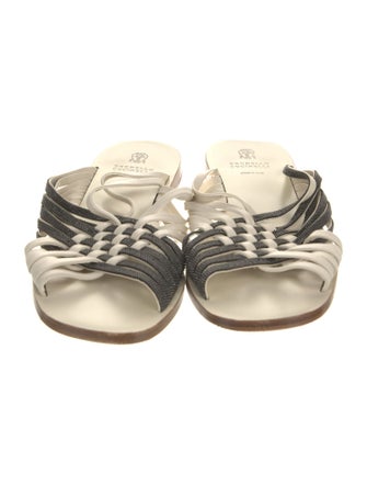 Brunello Cucinelli Monili Leather Slides
