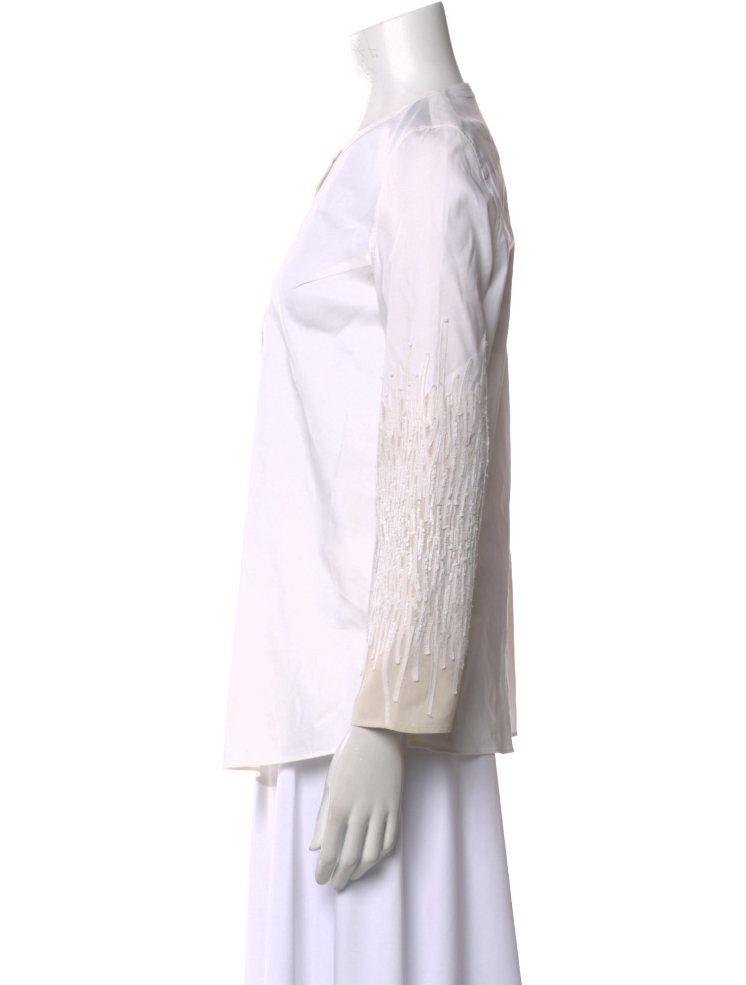 Brunello Cucinelli Crew Neck Long Sleeve Button-Up Top