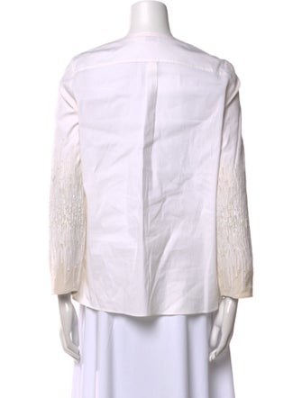 Brunello Cucinelli Crew Neck Long Sleeve Button-Up Top