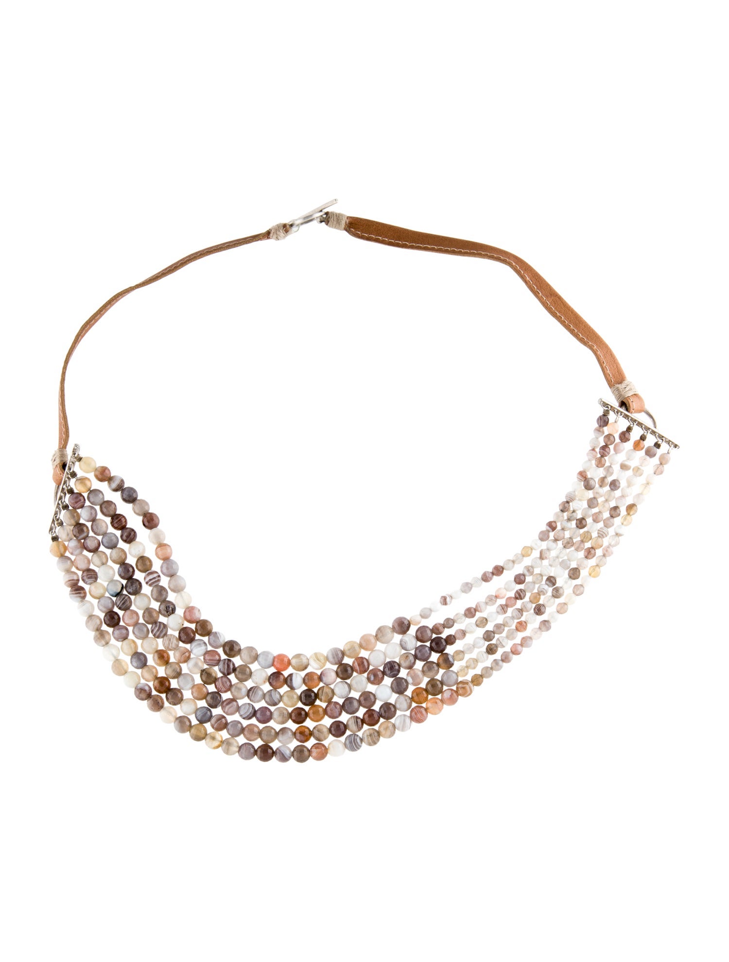 Brunello Cucinelli Multi Stone & Leather Collar Necklace