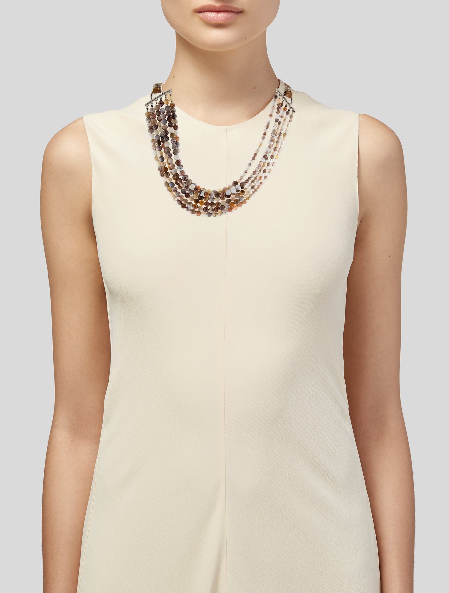 Brunello Cucinelli Multi Stone & Leather Collar Necklace