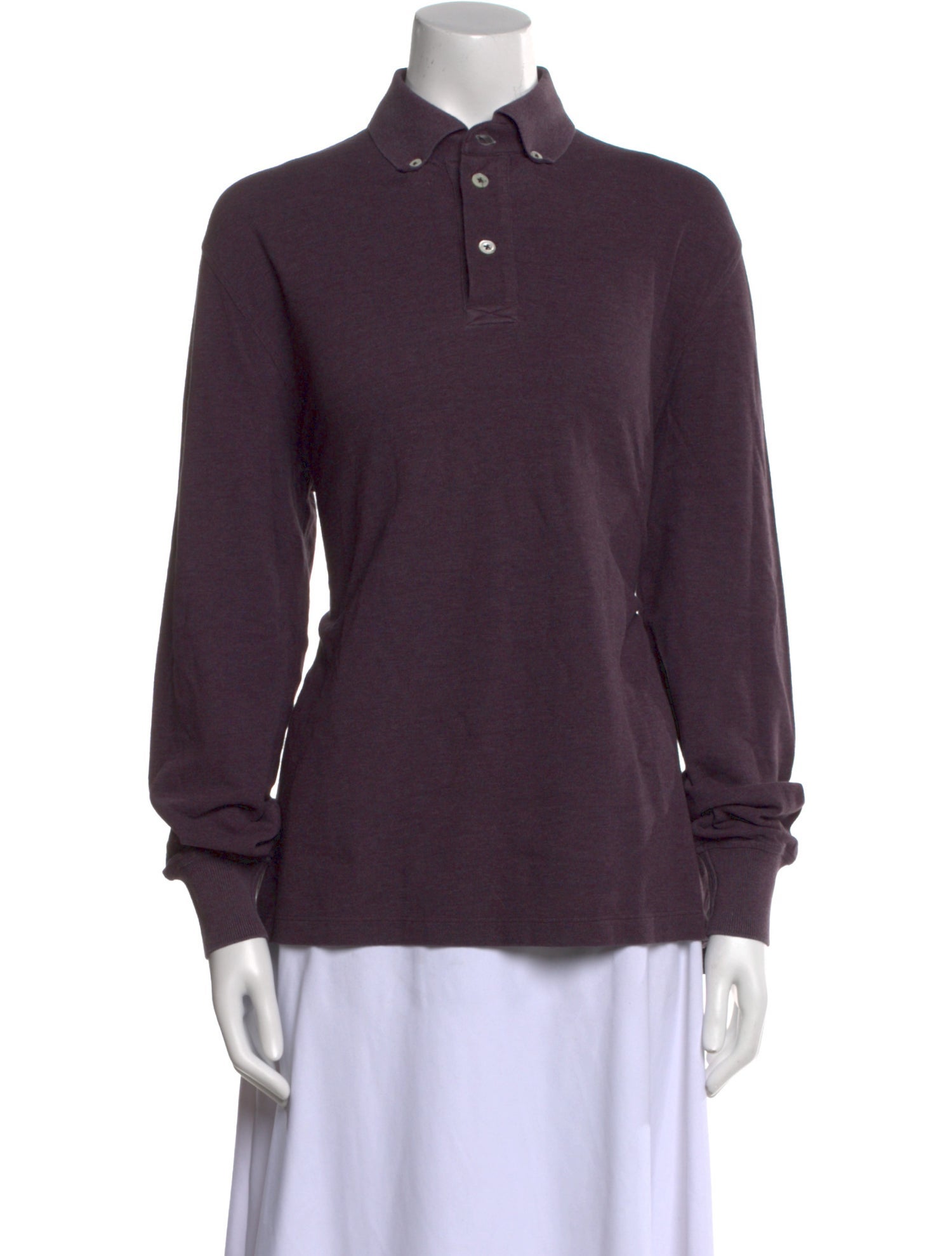 Brunello Cucinelli Mock Neck Long Sleeve Polo