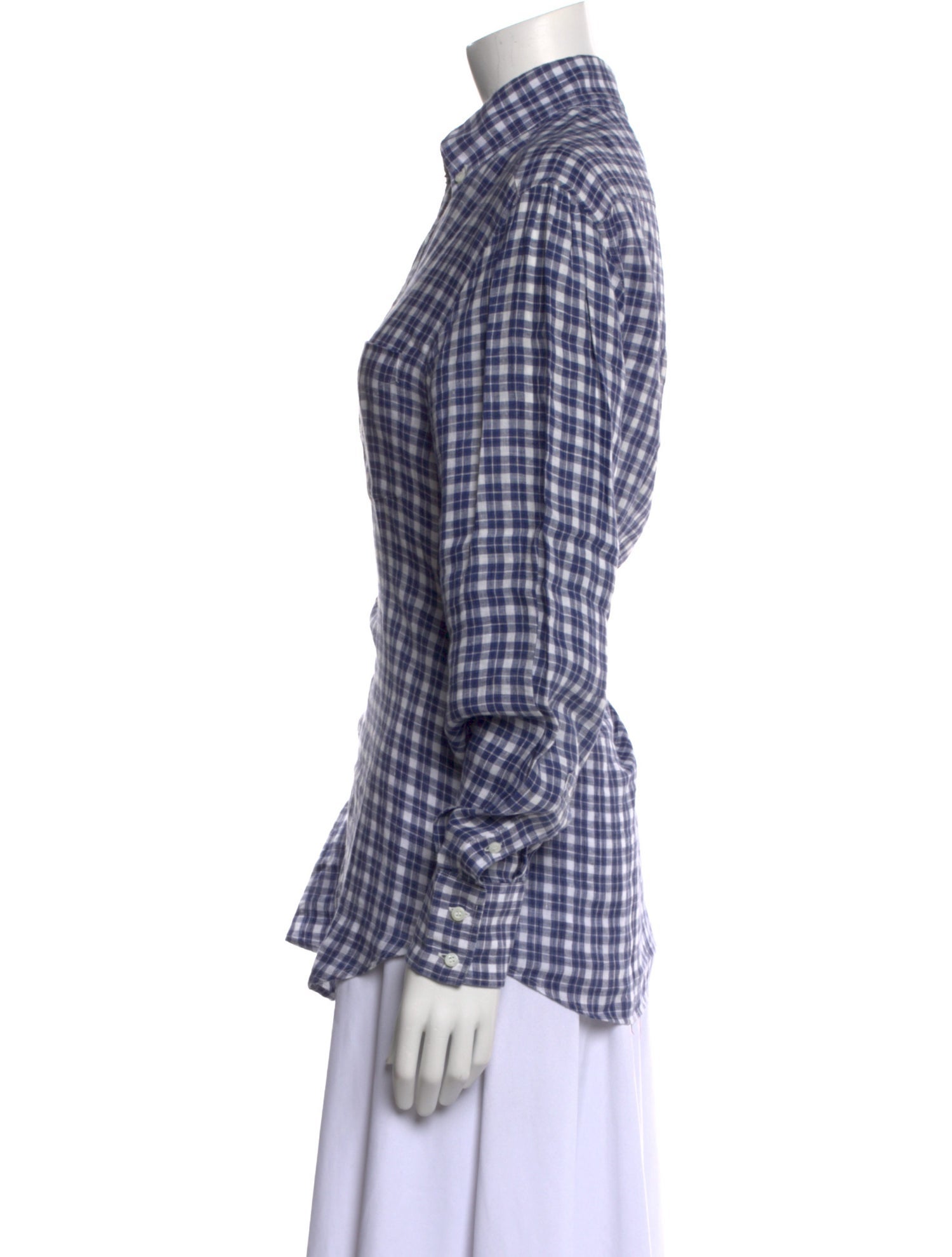 Brunello Cucinelli Plaid Print Long Sleeve Button-Up Top