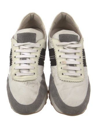 Brunello Cucinelli Suede Colorblock Pattern Sneakers