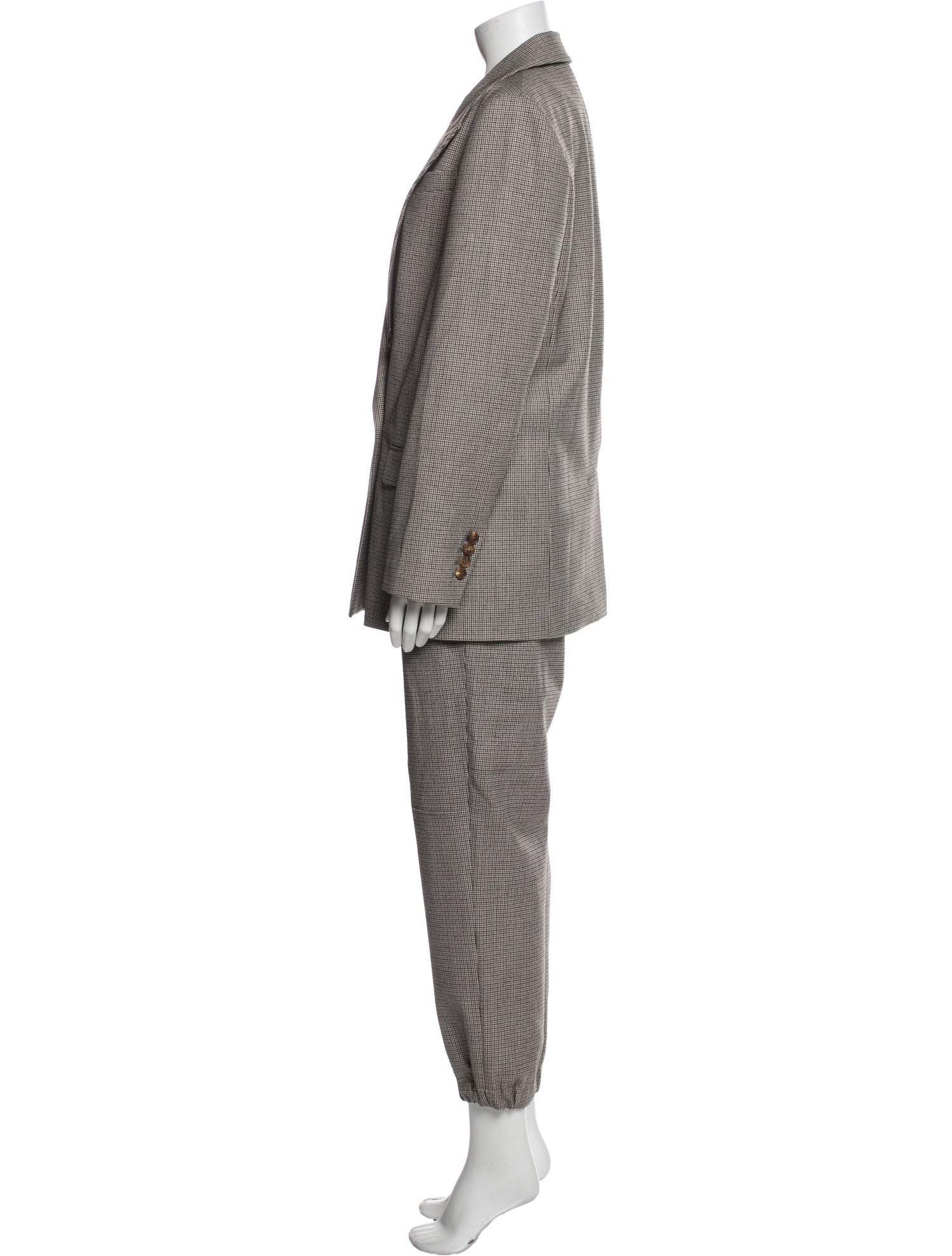 Brunello Cucinelli Virgin Wool Plaid Print Pantsuit