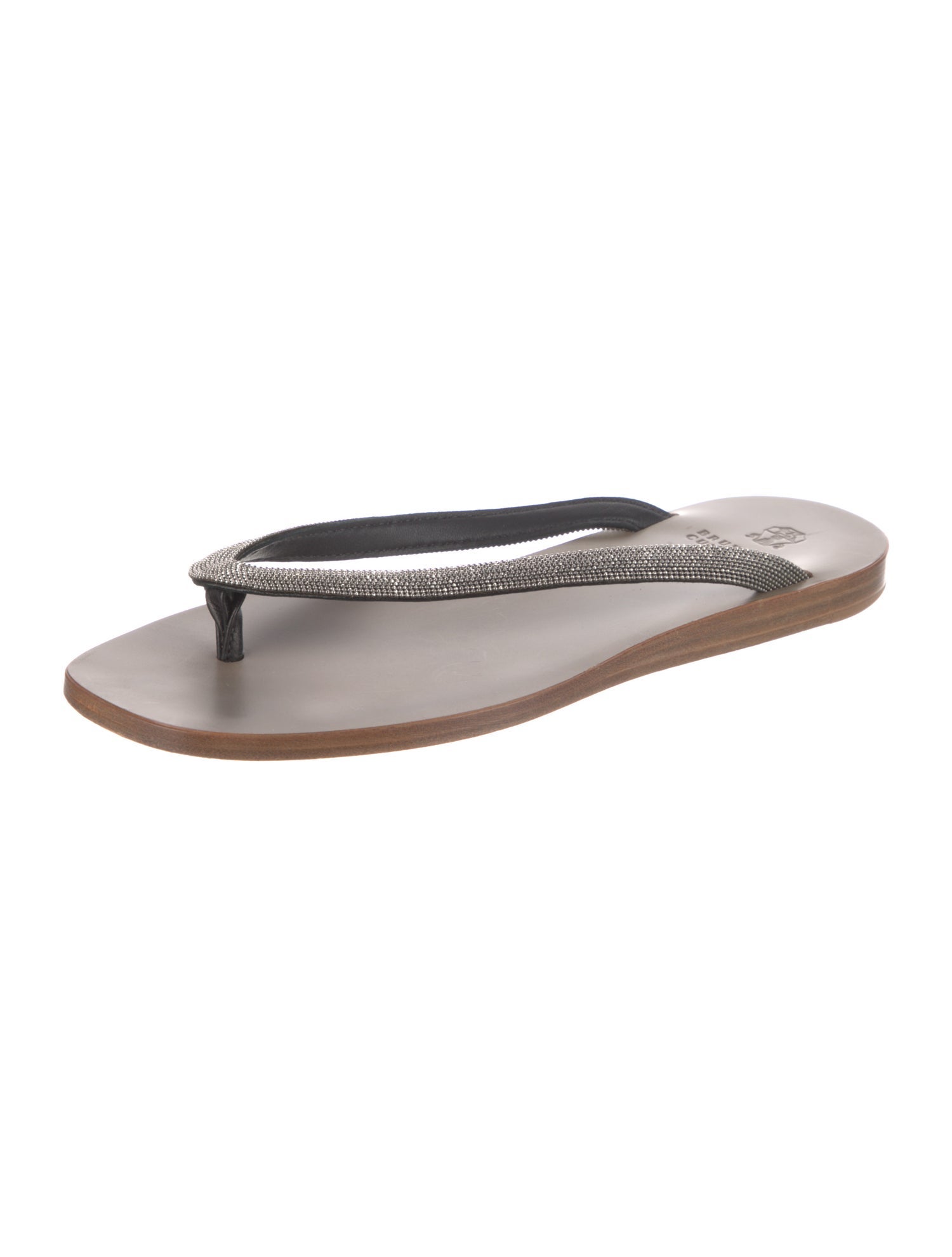 Brunello Cucinelli Monili Leather Slides