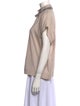 Brunello Cucinelli Mock Neck Short Sleeve Button-Up Top