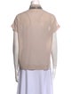 Brunello Cucinelli Mock Neck Short Sleeve Button-Up Top
